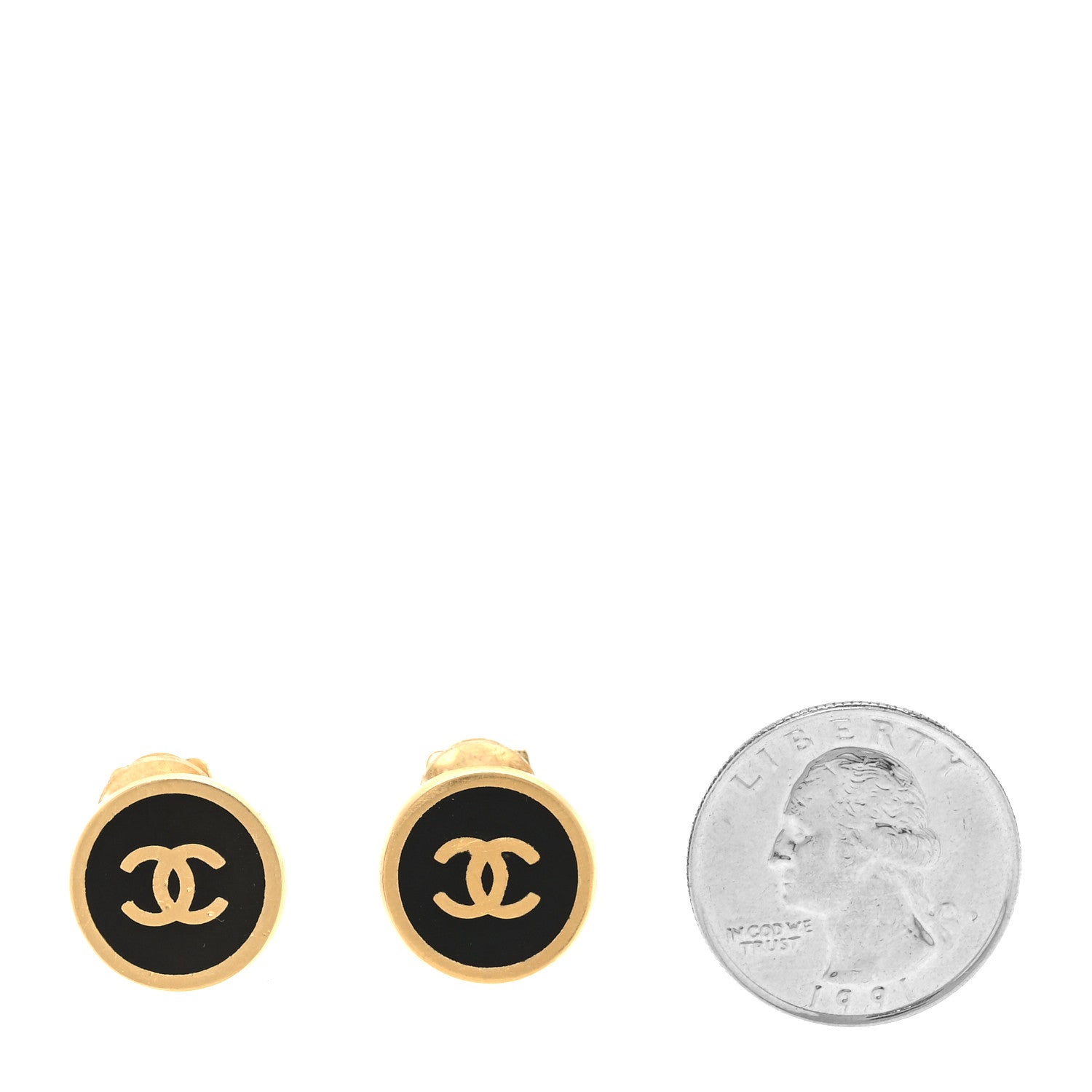 Chanel CC Clip On Earrings Black Gold 2 of 4