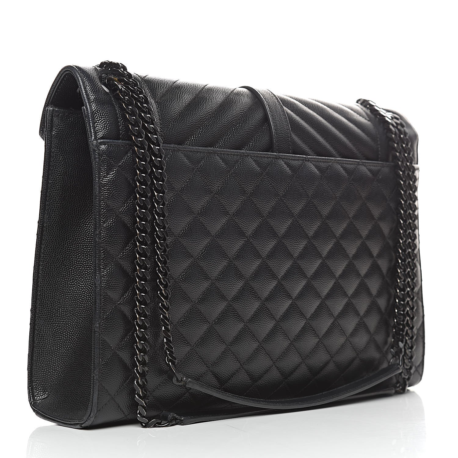 Saint Laurent Grain De Poudre Large Tri-Quilt Monogram Satchel Black 3 of 12
