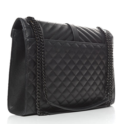 Saint Laurent Grain De Poudre Large Tri-Quilt Monogram Satchel Black 3 of 12