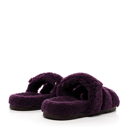 Hermes Woolskin Womens Chypre Sandals 38 Violet Fonce 4 of 9