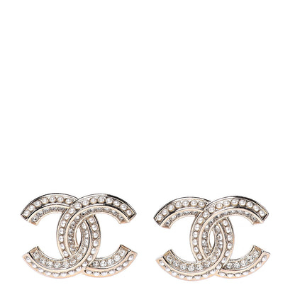 Chanel Crystal Pearl CC Earrings Gold 1 of 5