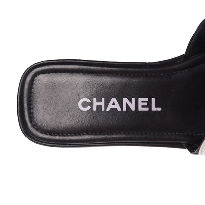 Chanel Calfskin Cambon CC Flat Slide Sandals 37.5 Black 9 of 16