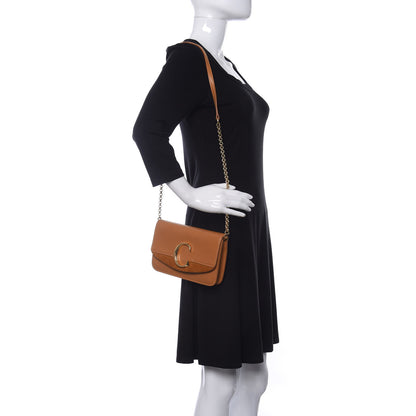 Chloe Calfskin Suede C Clutch With Chain Autumnal Brown 2 of 10