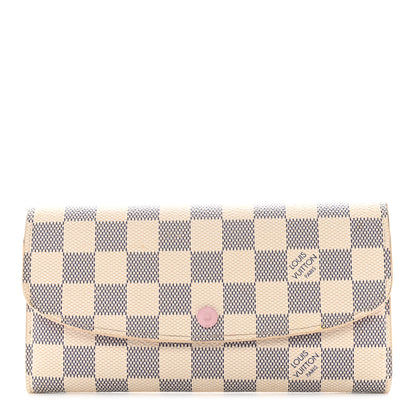 Louis Vuitton Damier Azur Emilie Wallet Rose Ballerine 1 of 10