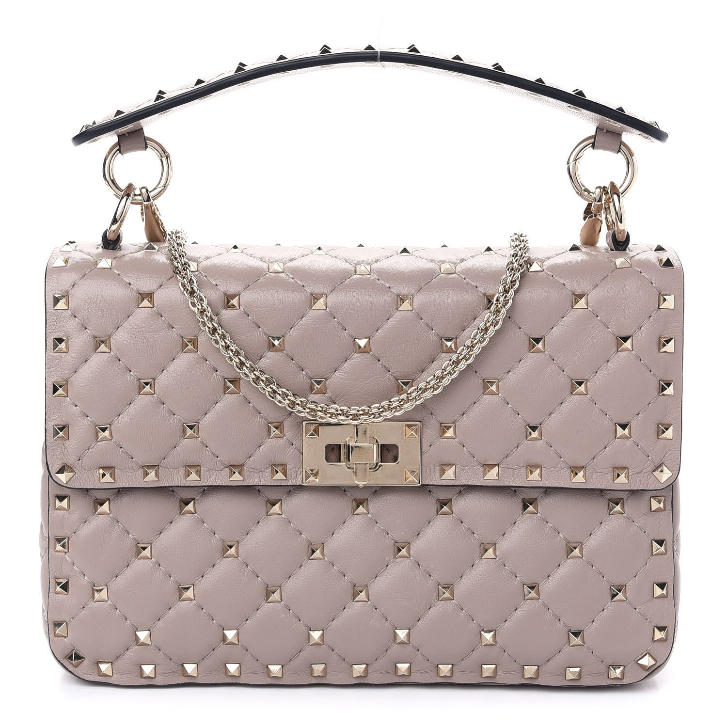 Valentino Garavani Lambskin Medium Rockstud Spike Shoulder Bag Poudre 1 of 8