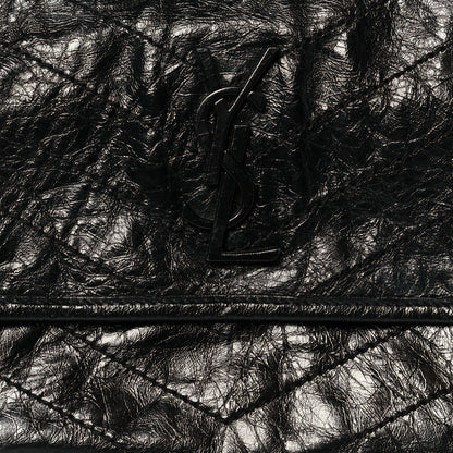 Saint Laurent Crinkled Calfskin Matelasse Monogram Medium Niki Chain Satchel Black 9 of 12