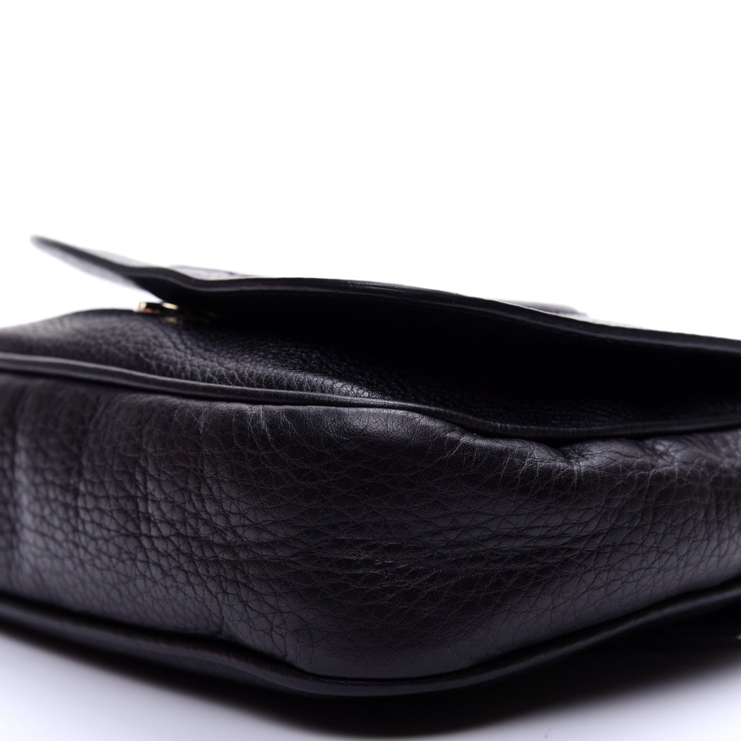 Pebbled Calfskin Small Soho Flap Crossbody Black