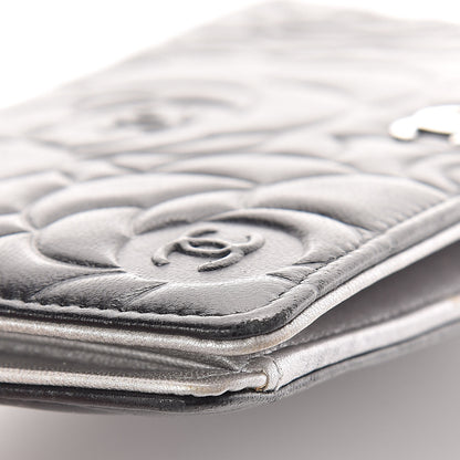 Chanel Lambskin Camellia Embossed Yen Wallet Black 11 of 12