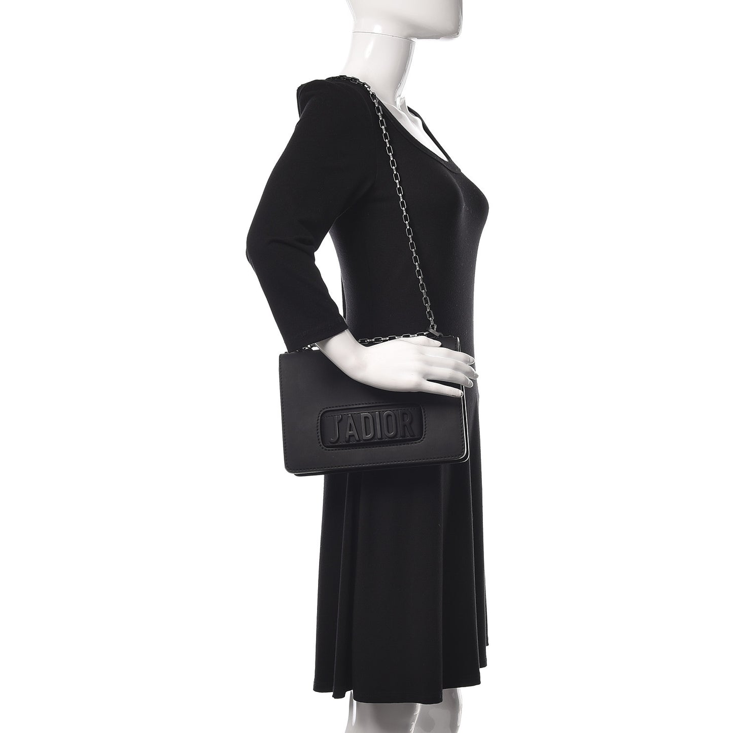 Ultra Matte Calfskin J'Adior Chain Flap Bag Black