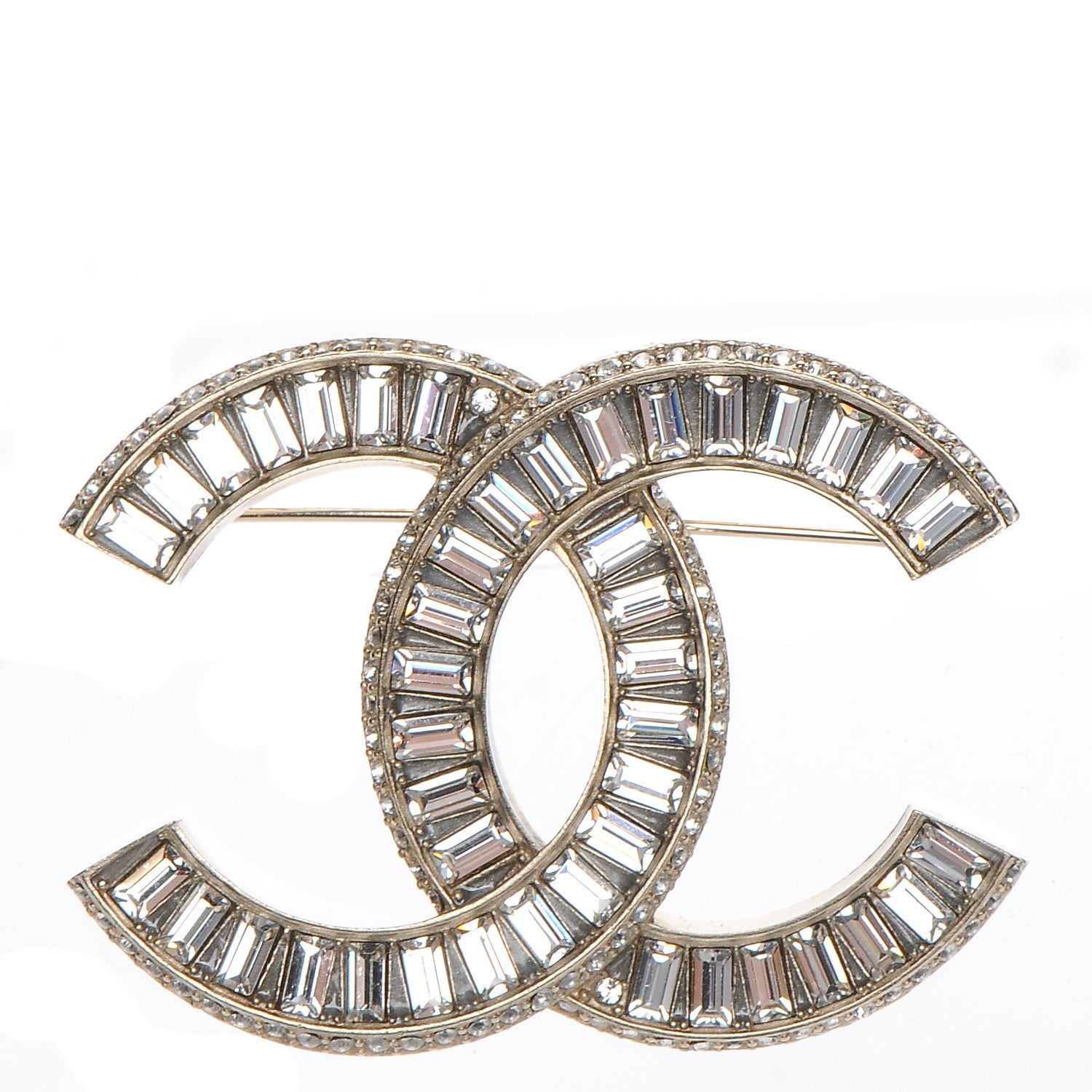 Chanel Baguette Crystal CC Brooch Gold 1 of 5