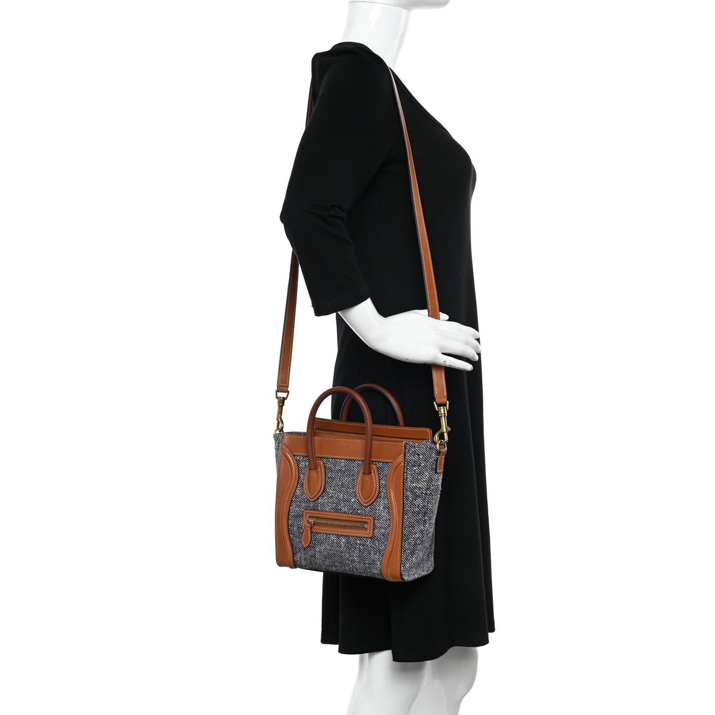 Smooth Calfskin Tweed Nano Luggage Tan