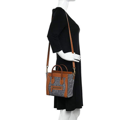 Celine Smooth Calfskin Tweed Nano Luggage Tan 2 of 13