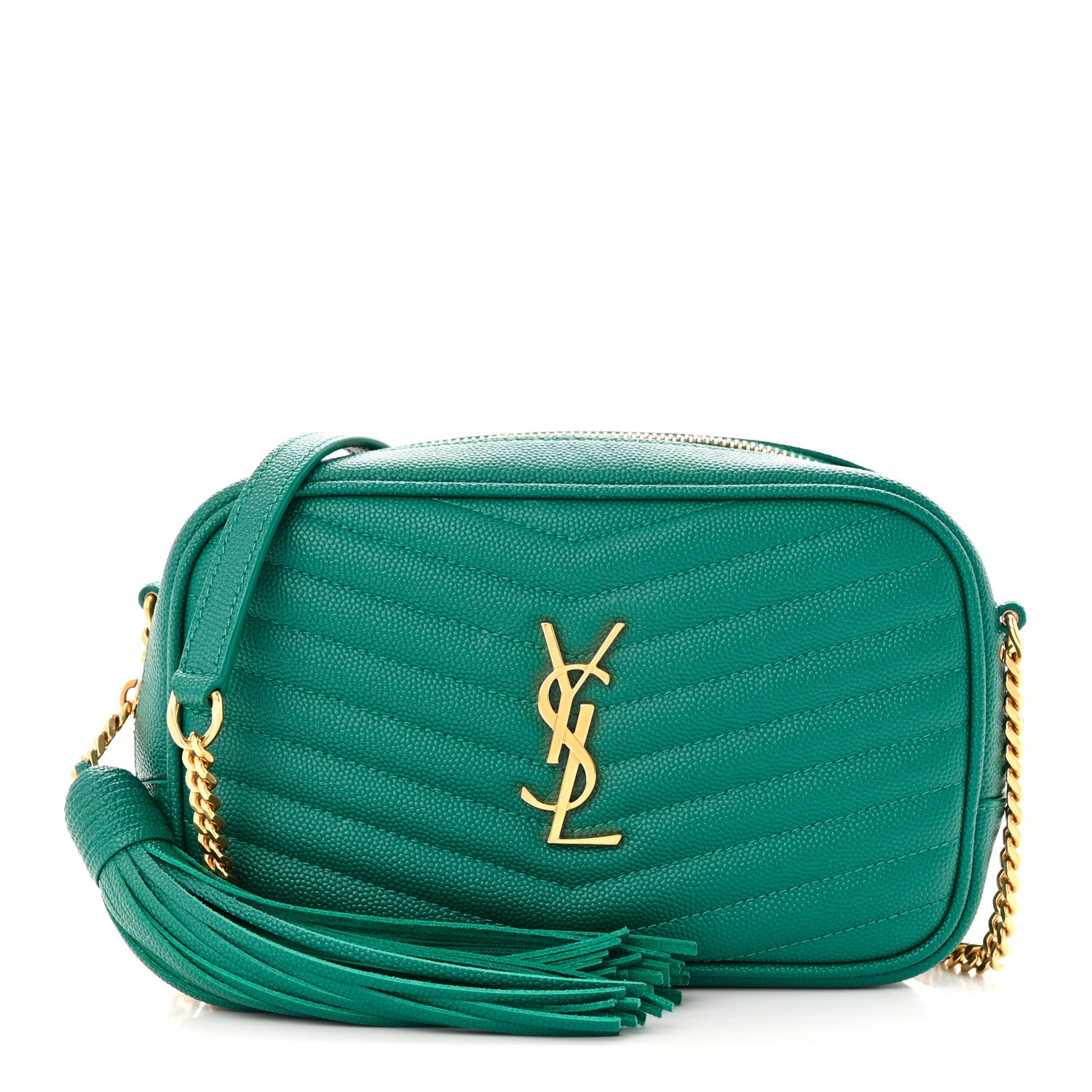 Saint Laurent Grain De Poudre Matelasse Monogram Mini Lou Camera Bag Brilliant Grass 1 of 14