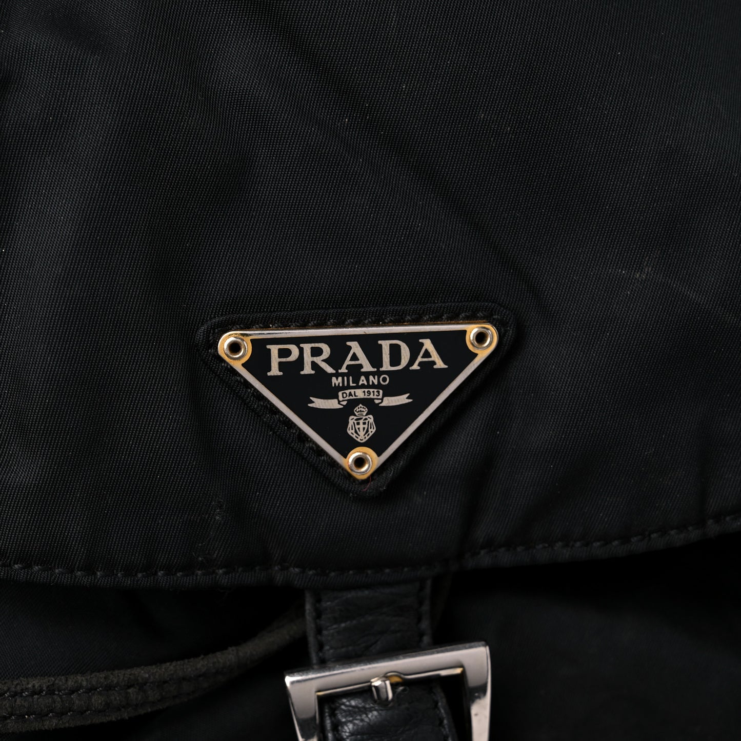 Tessuto Nylon Vela Chain Backpack Black