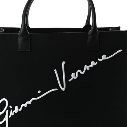 Versace Canvas Suppler Calfskin Cabas GV Signature Tote Black 8 of 10
