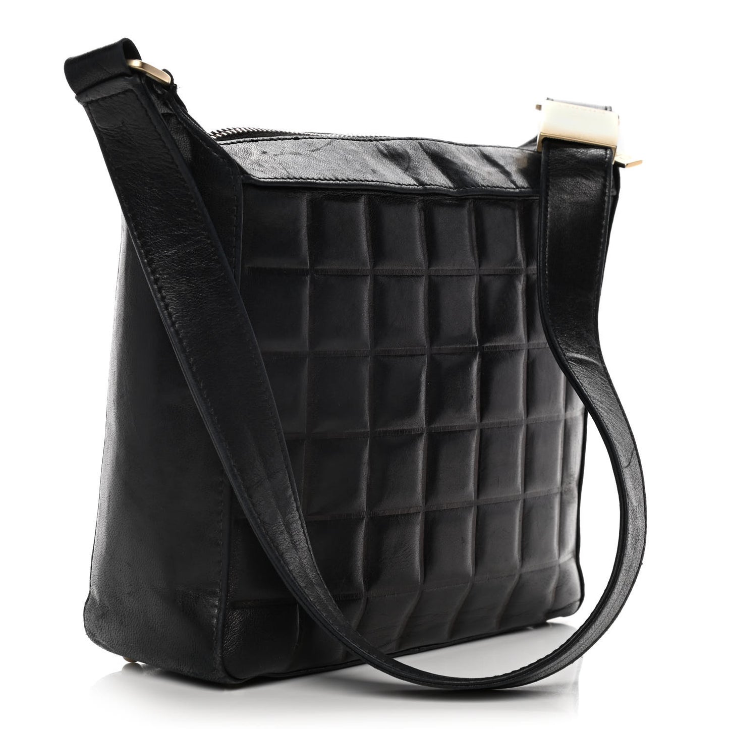 Lambskin Quilted Small Chocolate Bar Shoulder Bag Black