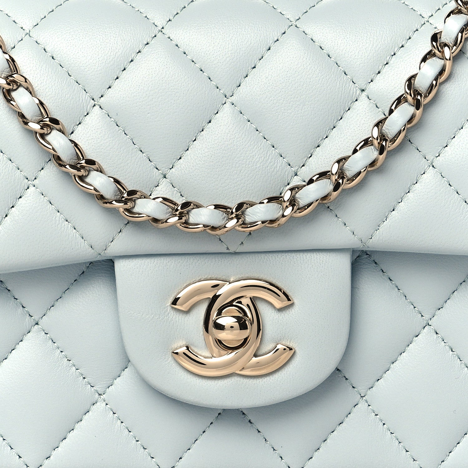Chanel Lambskin Quilted Mini Top Handle Rectangular Flap Light Blue 8 of 11