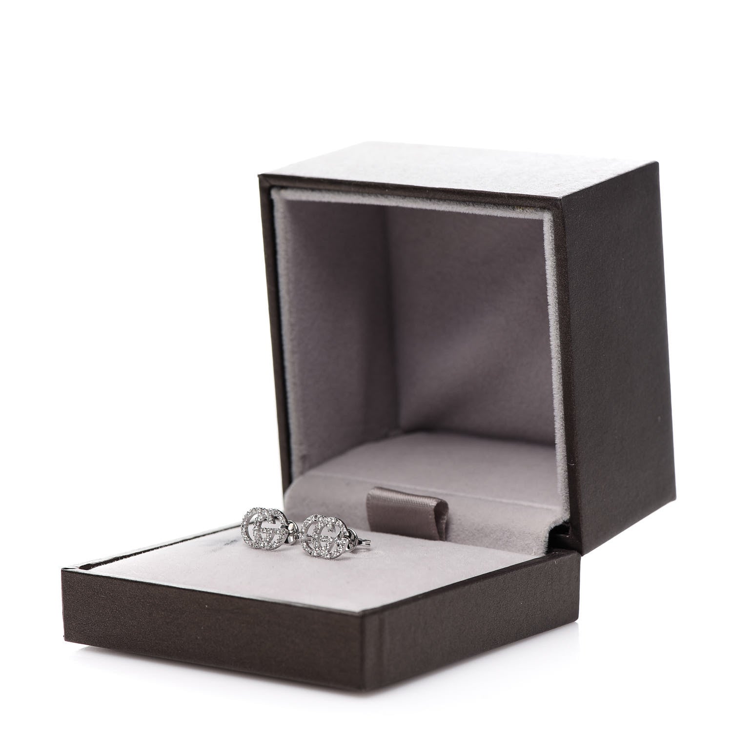 Gucci 18K White Gold Diamond Running G Earrings 5 of 5