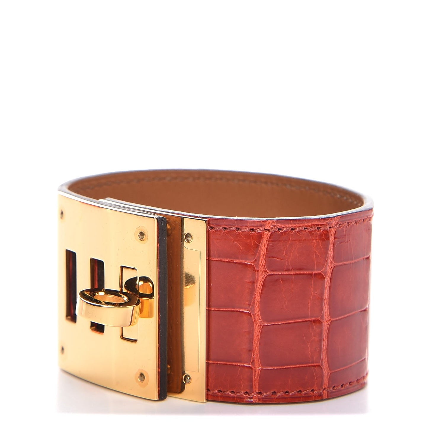 Shiny Alligator Kelly Dog Cuff Geranium