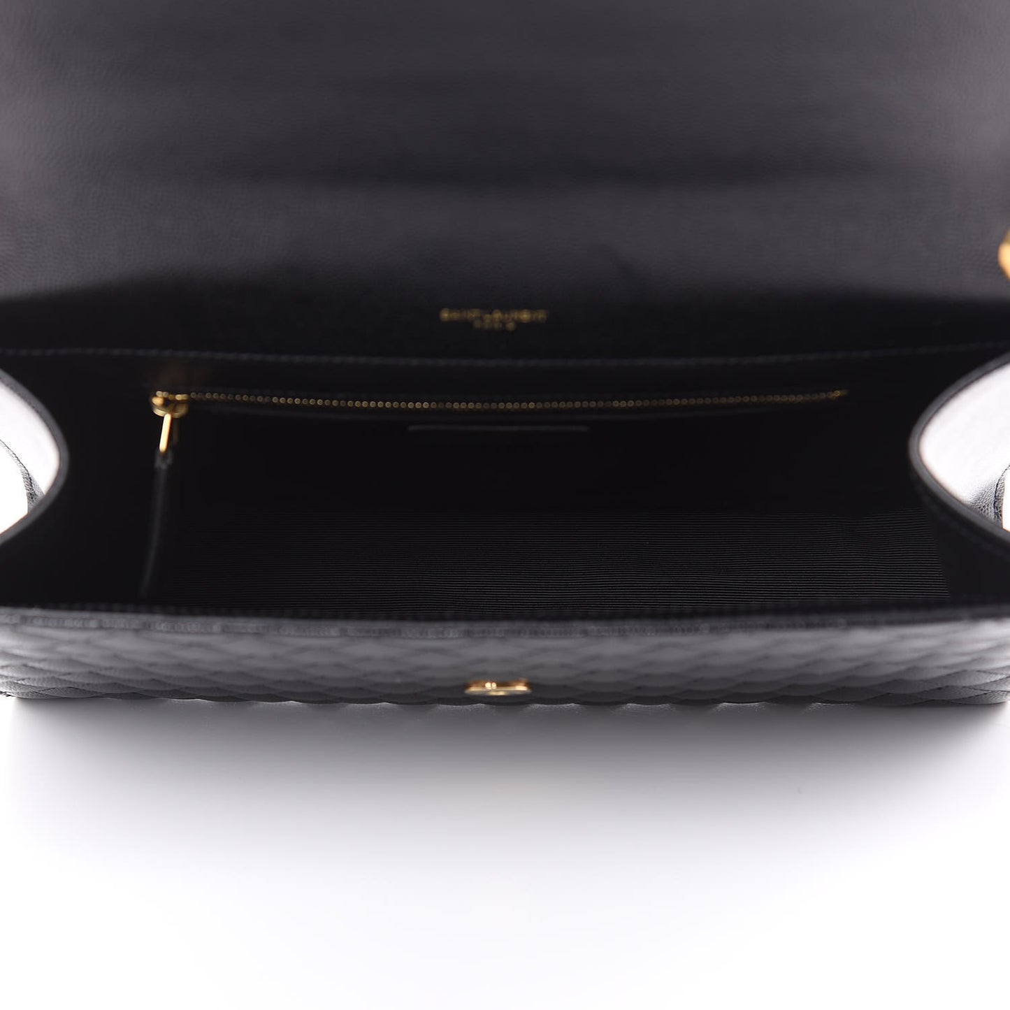Grain De Poudre Textured Mixed Matelasse Large Triquilt Monogram Satchel Black