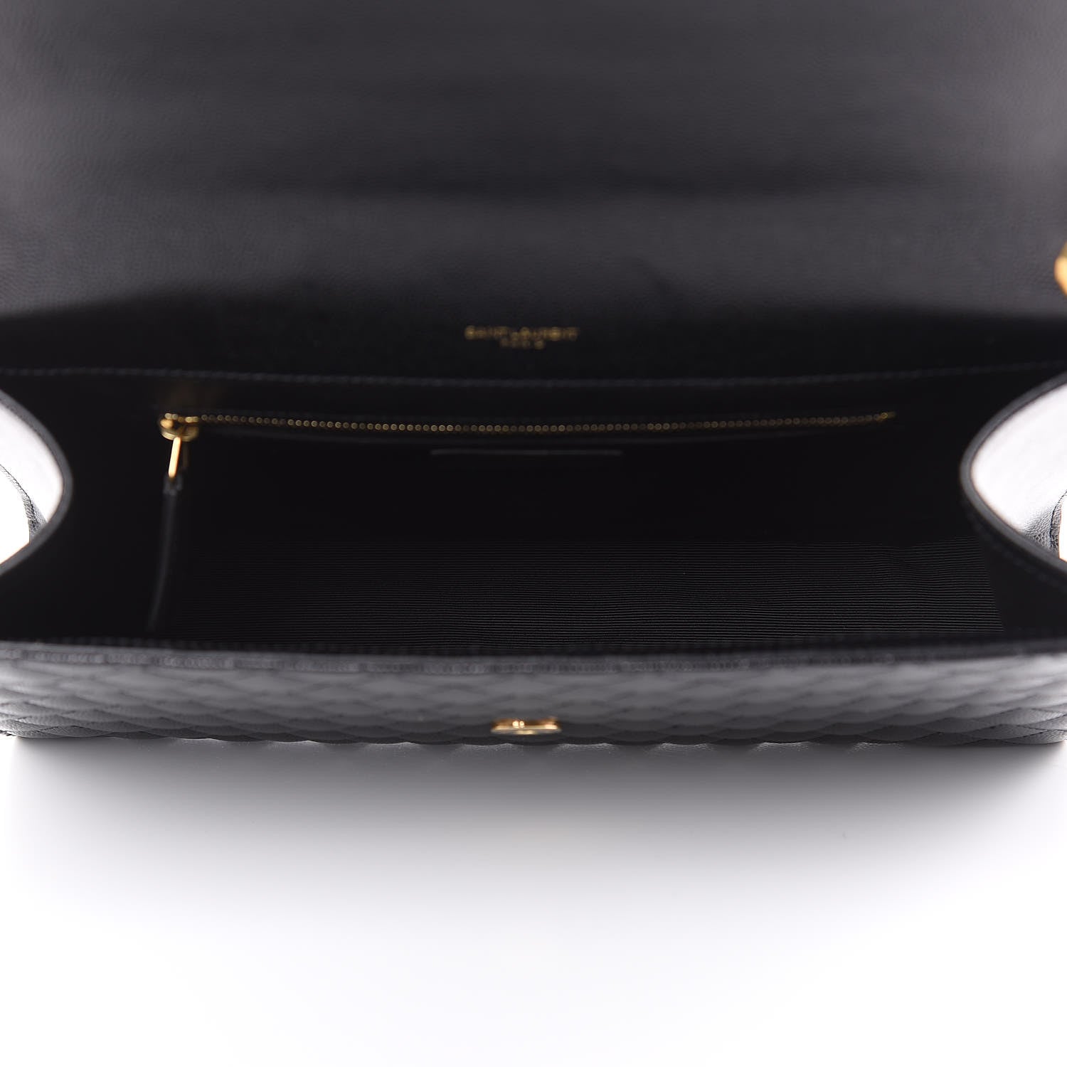 Saint Laurent Grain De Poudre Textured Mixed Matelasse Large Triquilt Monogram Satchel Black 5 of 9