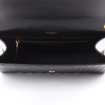 Saint Laurent Grain De Poudre Textured Mixed Matelasse Large Triquilt Monogram Satchel Black 5 of 9