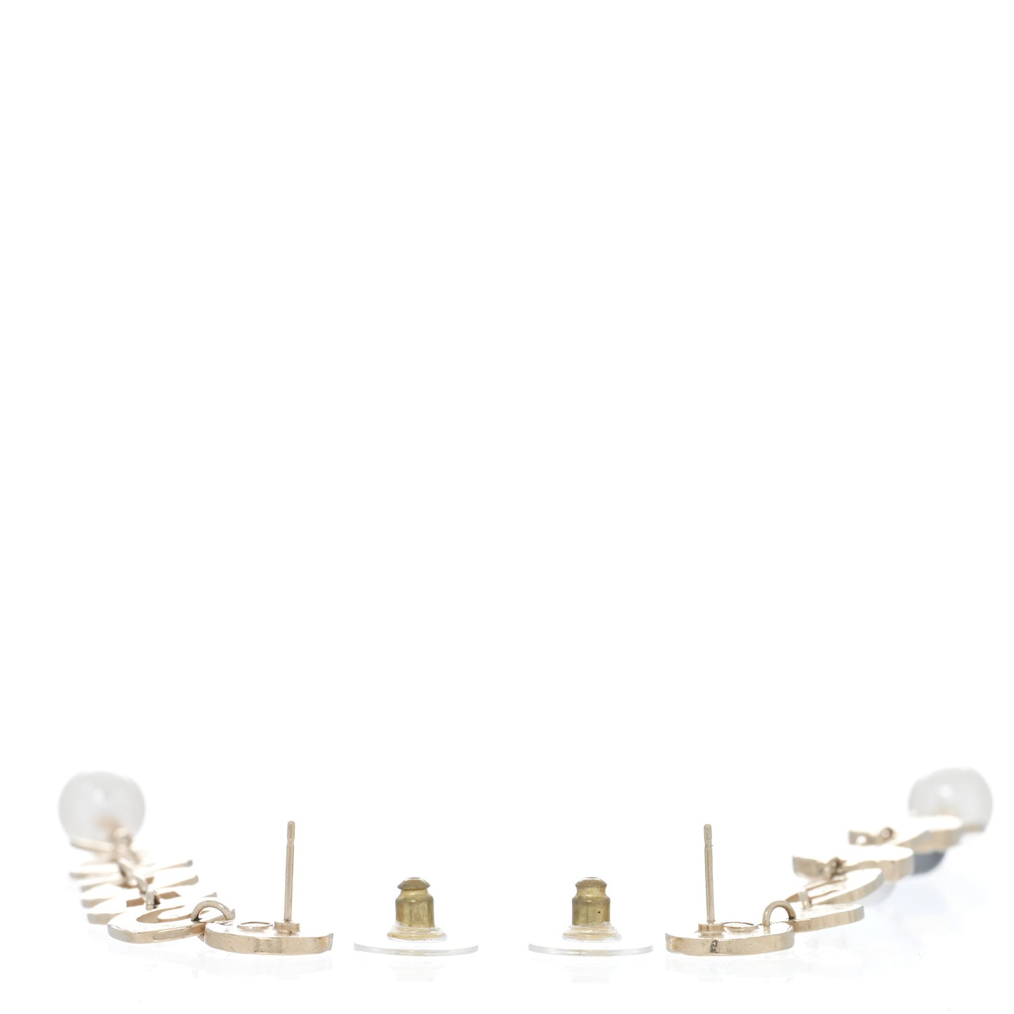 Pearl Crystal Papyrus Drop Strand Earrings Gold Grey