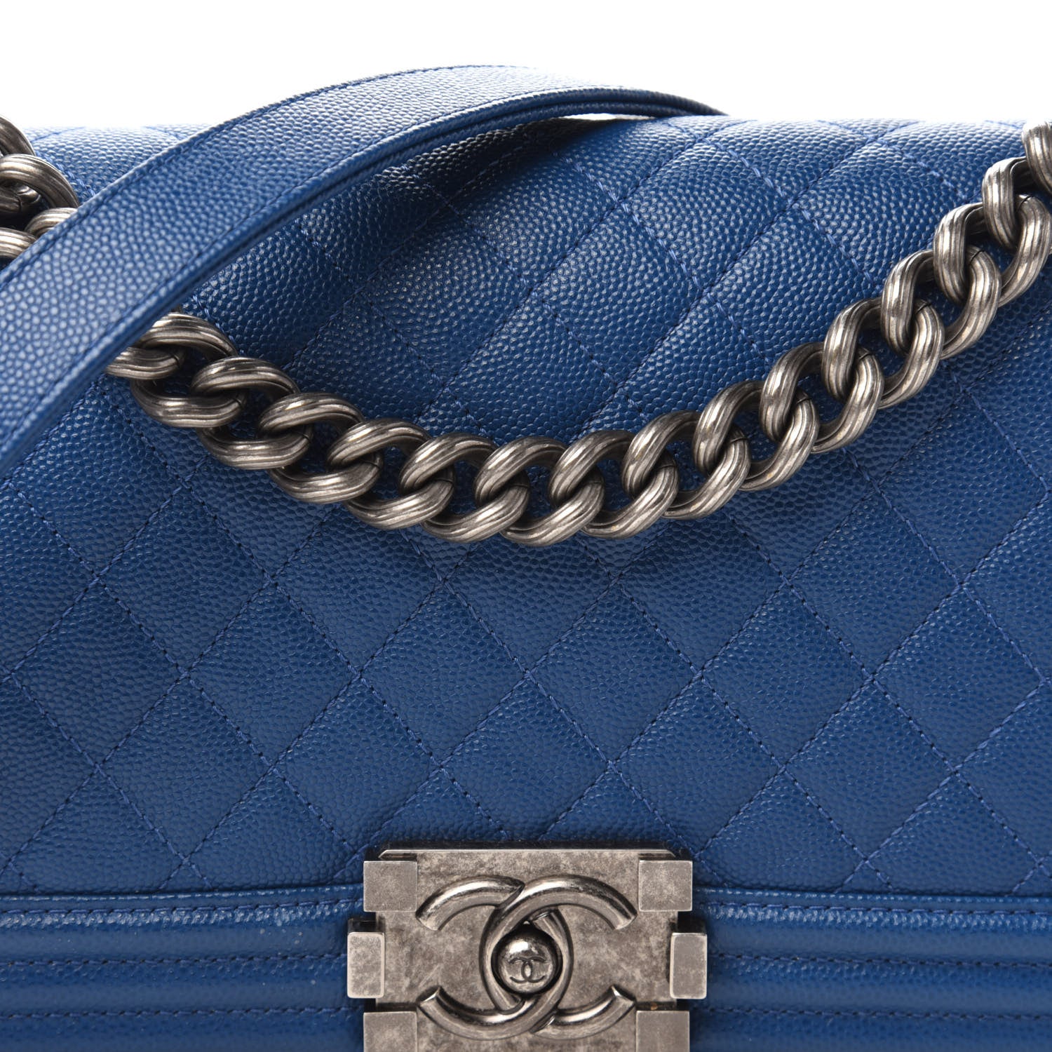 Chanel Caviar Quilted Medium Boy Flap Blue 11 of 11