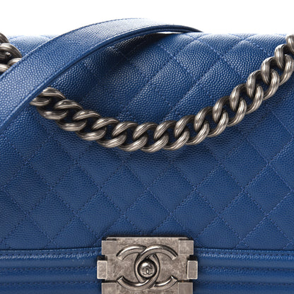 Chanel Caviar Quilted Medium Boy Flap Blue 11 of 11