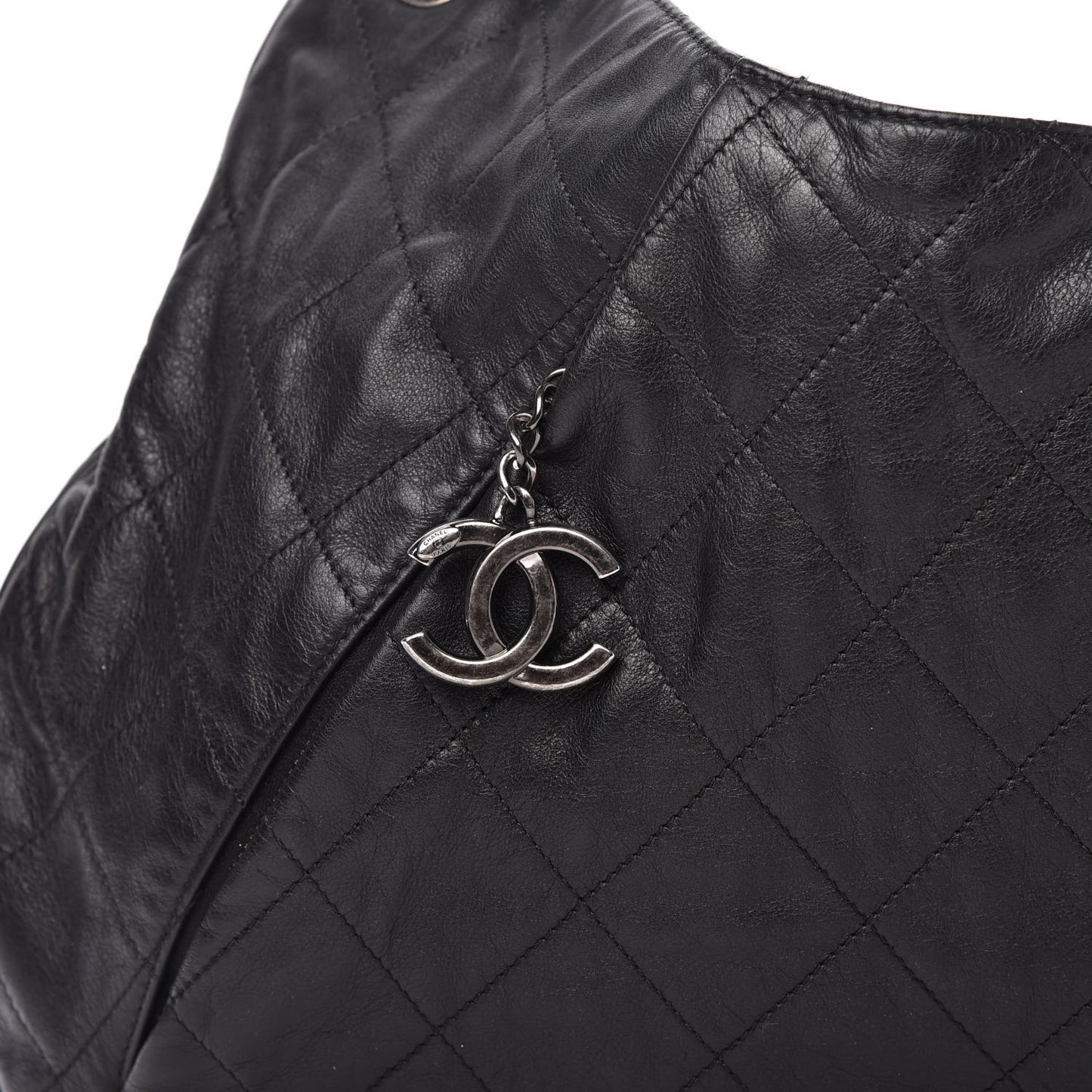 Calfskin Coco Pleats Hobo Black