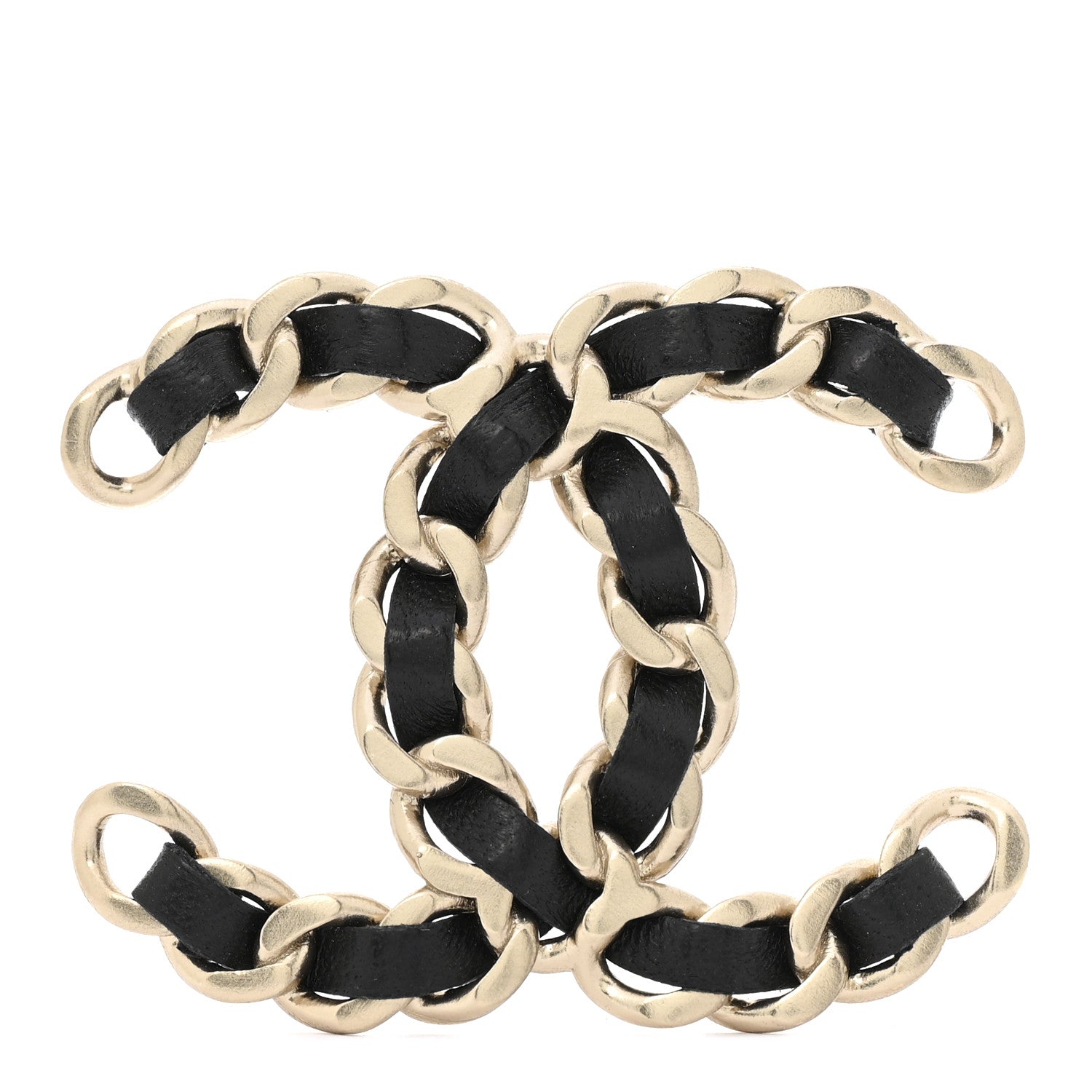 Chanel Lambskin Chain CC Brooch Black Gold 1 of 3