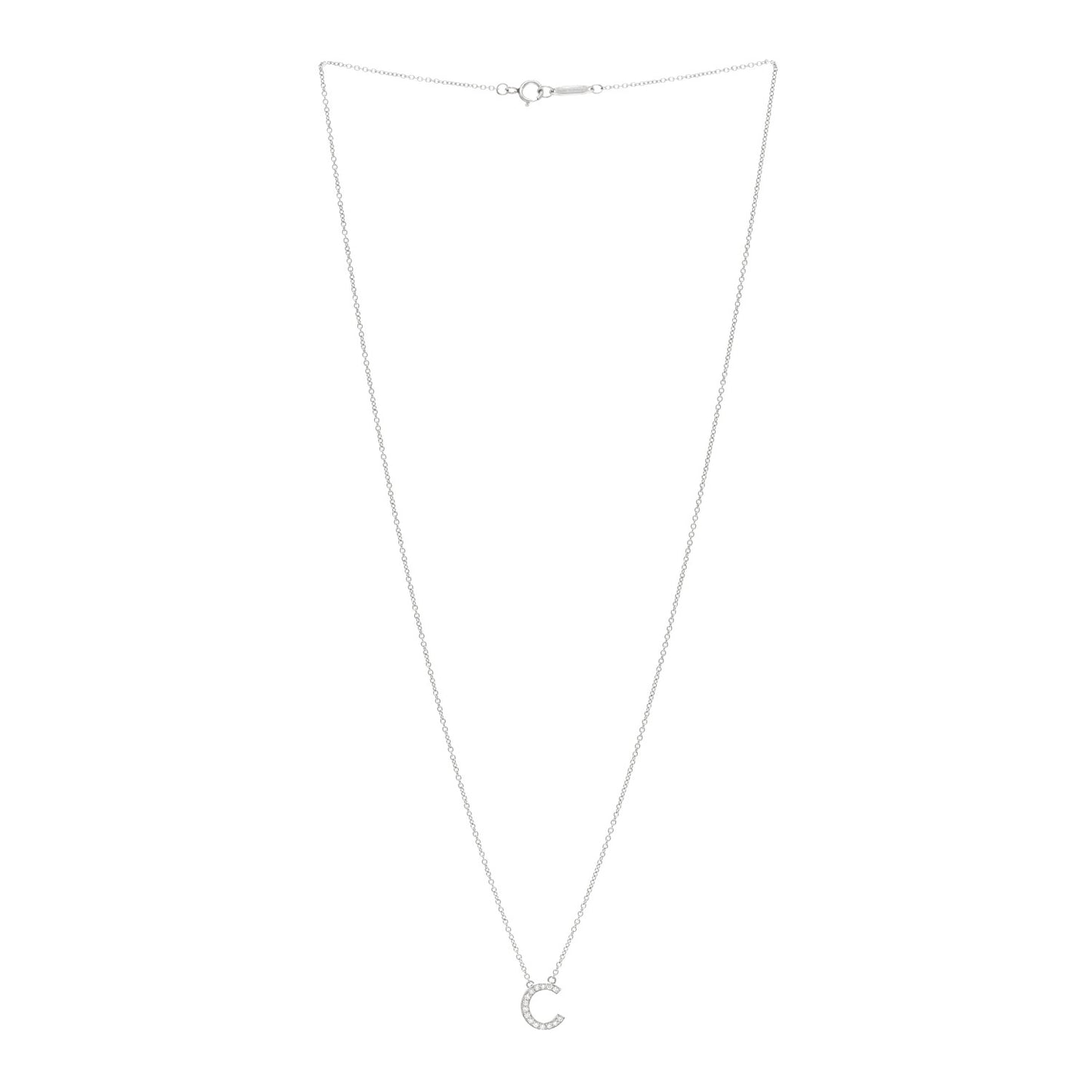Platinum Diamond Letters C Pendant Necklace