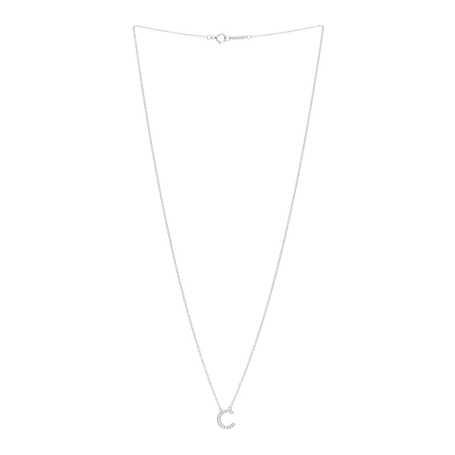 Tiffany Platinum Diamond Letters C Pendant Necklace 3 of 5