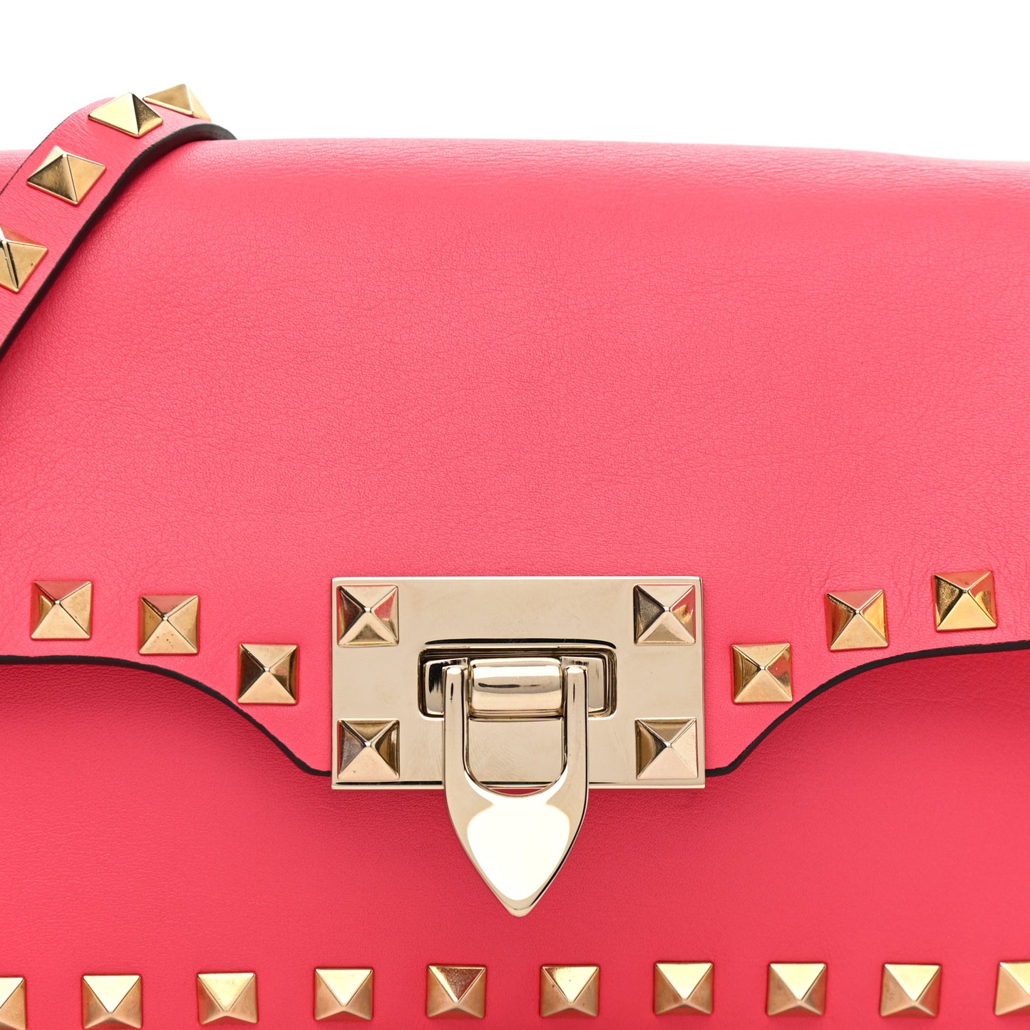 Vitello Mini Rockstud Flap Saddle Crossbody Bag Deep Rose