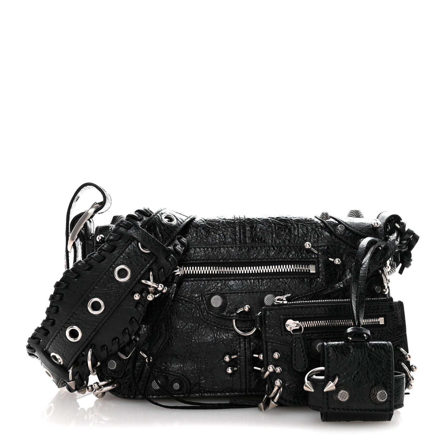 Balenciaga Agneau Arena XS Piercing Le Cagole Flap Bag Black