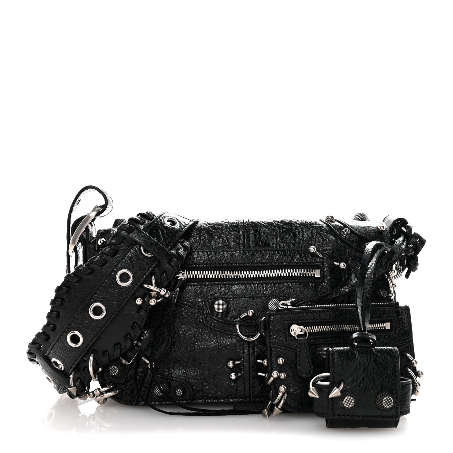 Agneau Arena XS Piercing Le Cagole Flap Bag Black