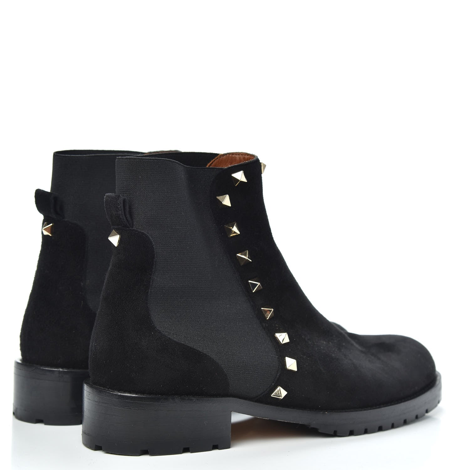 Valentino Garavani Suede Womens Rockstud Beatle Chelsea 20mm Ankle Boots 38 Black 4 of 7