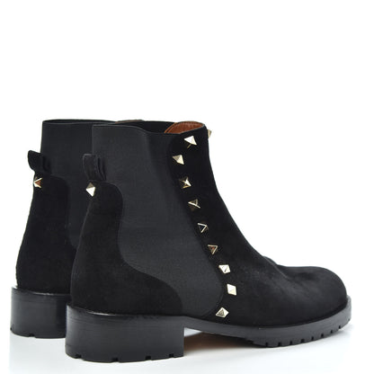 Valentino Garavani Suede Womens Rockstud Beatle Chelsea 20mm Ankle Boots 38 Black 4 of 7