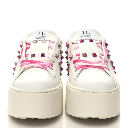 Valentino Garavani Calfskin Rockstud Untitled 57mm Platform Sneakers 38.5 White Pink PP 3 of 9