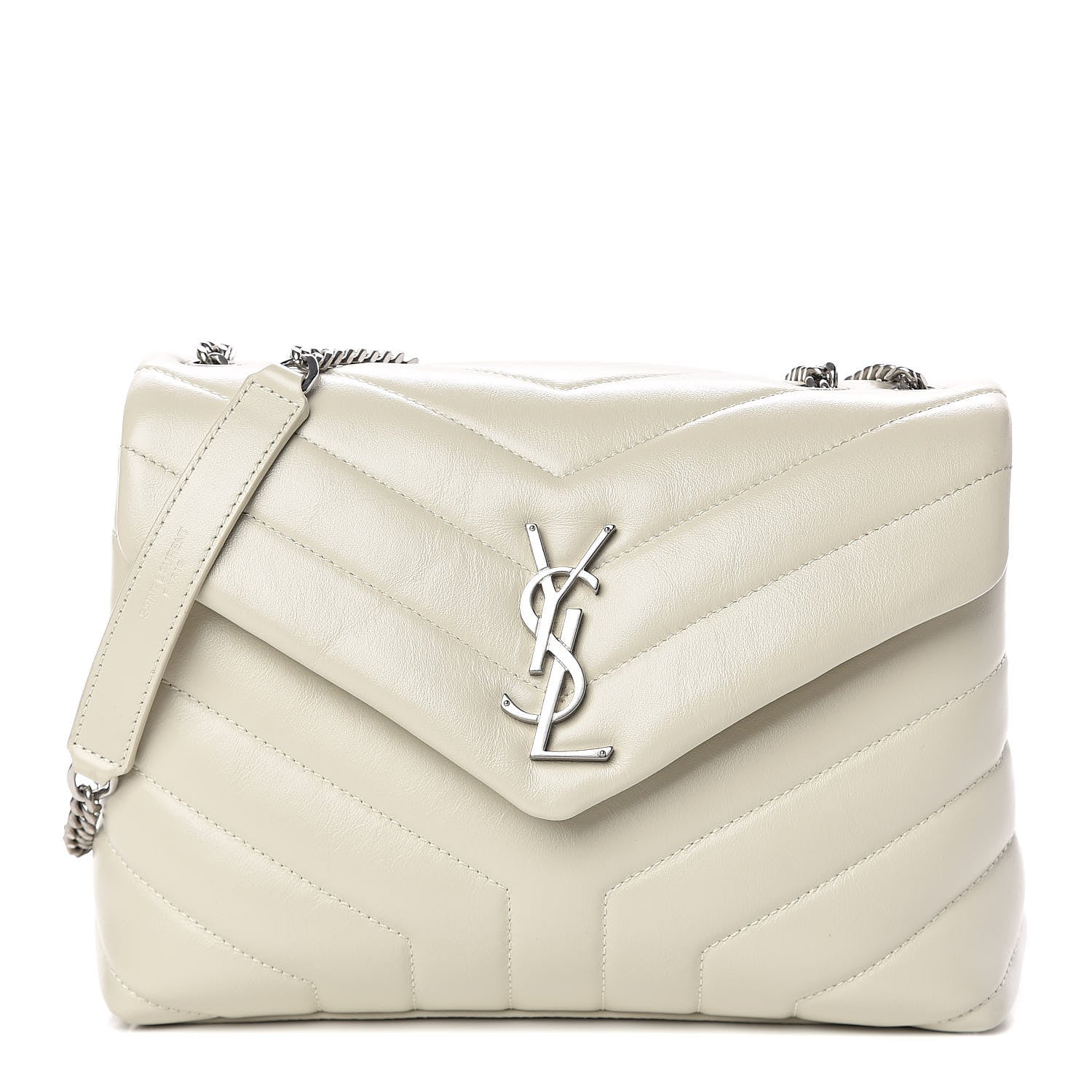 Saint Laurent Calfskin Y Quilted Monogram Small Loulou Chain Satchel Ivory 1 of 11