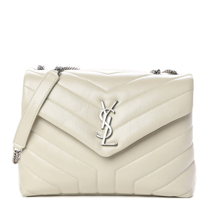Saint Laurent Calfskin Y Quilted Monogram Small Loulou Chain Satchel Ivory 1 of 11
