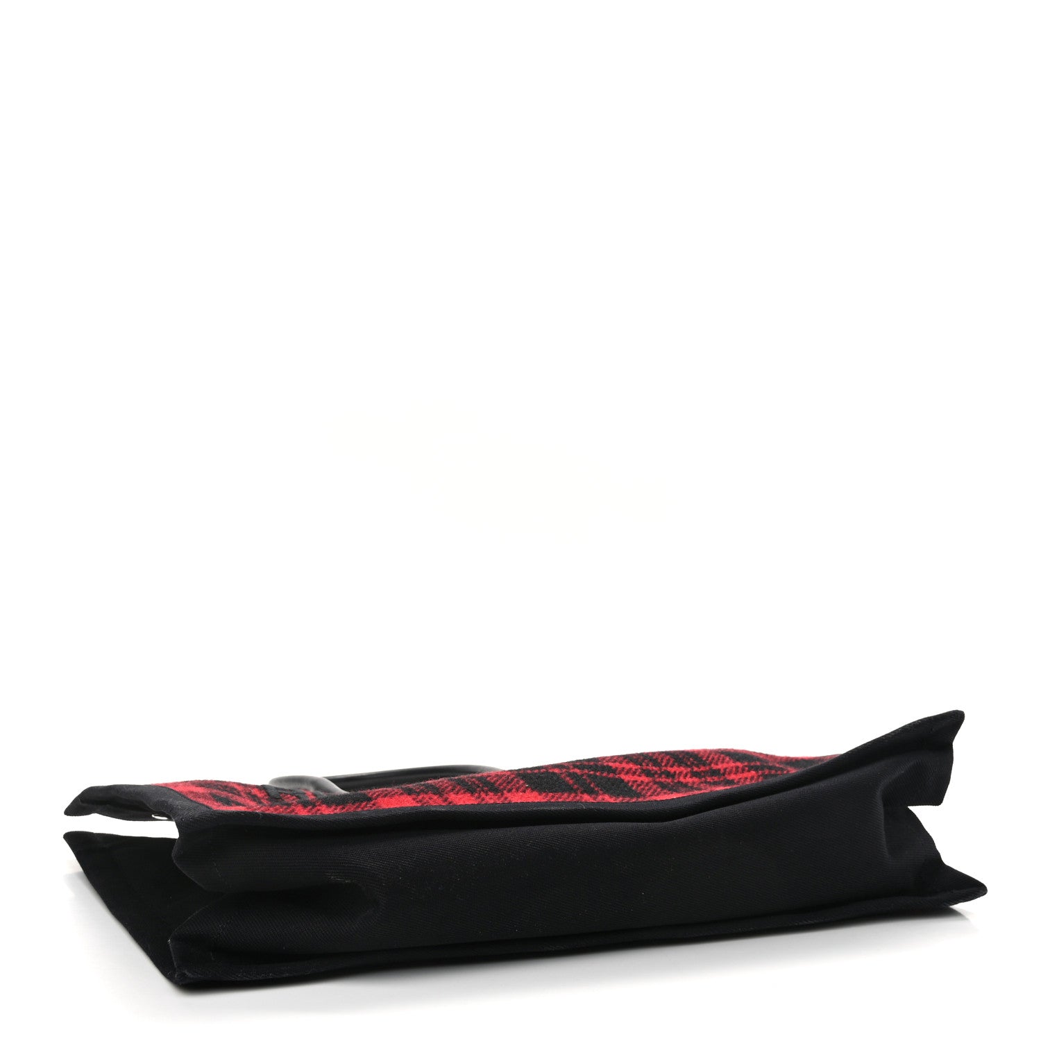 Saint Laurent Wool Tartan Rive Gauche Tote Red Black 4 of 10