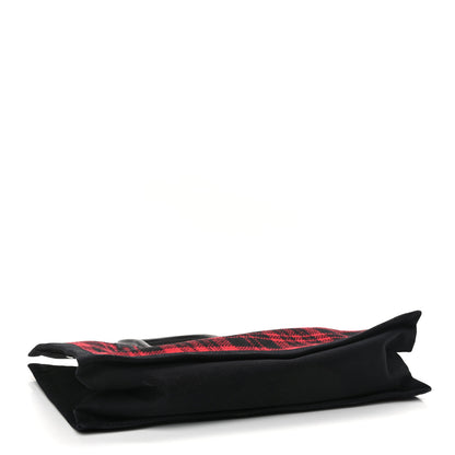 Saint Laurent Wool Tartan Rive Gauche Tote Red Black 4 of 10
