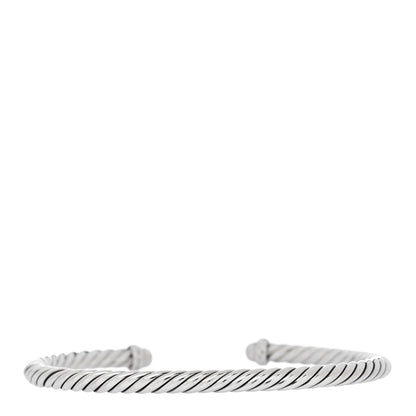 David Yurman Sterling Silver 14K Yellow Gold 4mm Cable Flex Bracelet 3 of 5