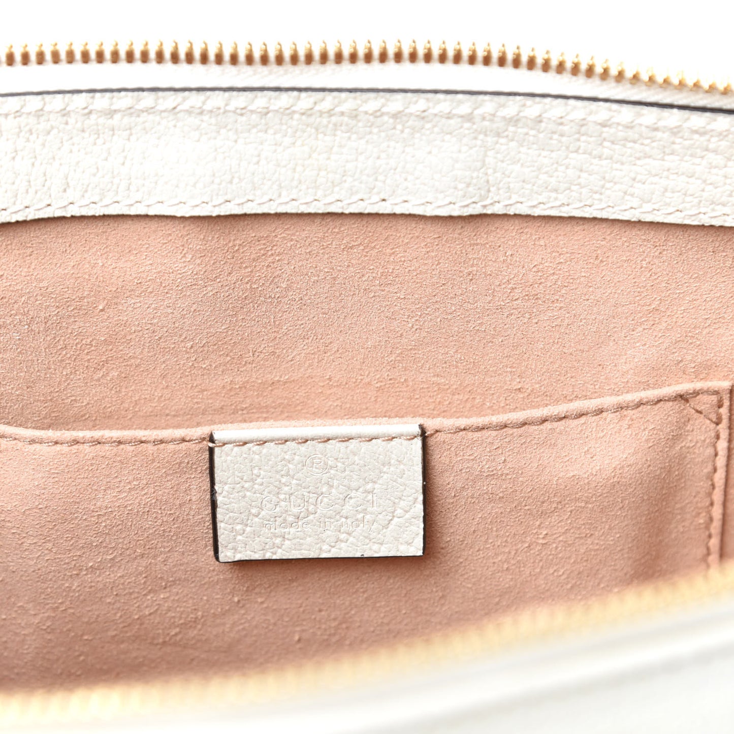 Textured Calfskin Web Small Ophidia Tote Bag Mystic White