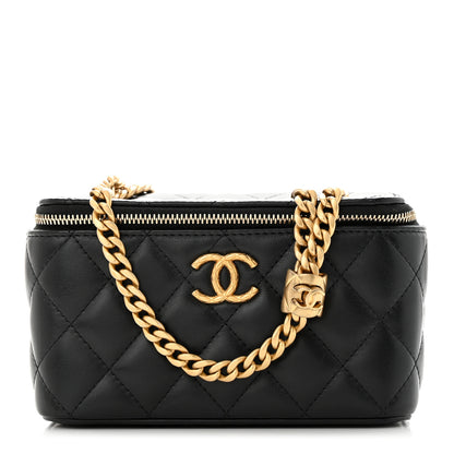 Chanel Lambskin Quilted Small Pillow Crush Vanity Case With Chain Black 1 of 11