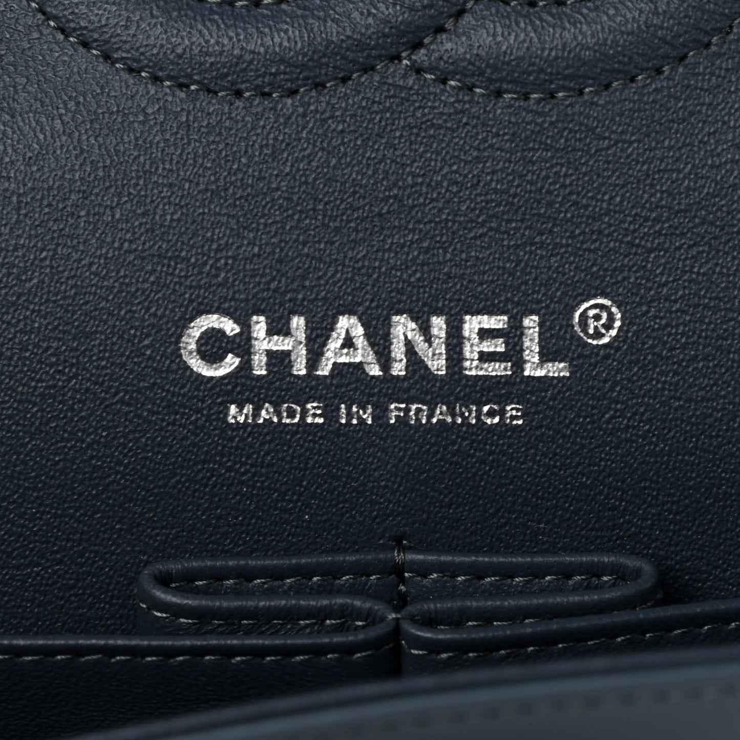 Patent Quilted Medium Double Flap Navy Blue