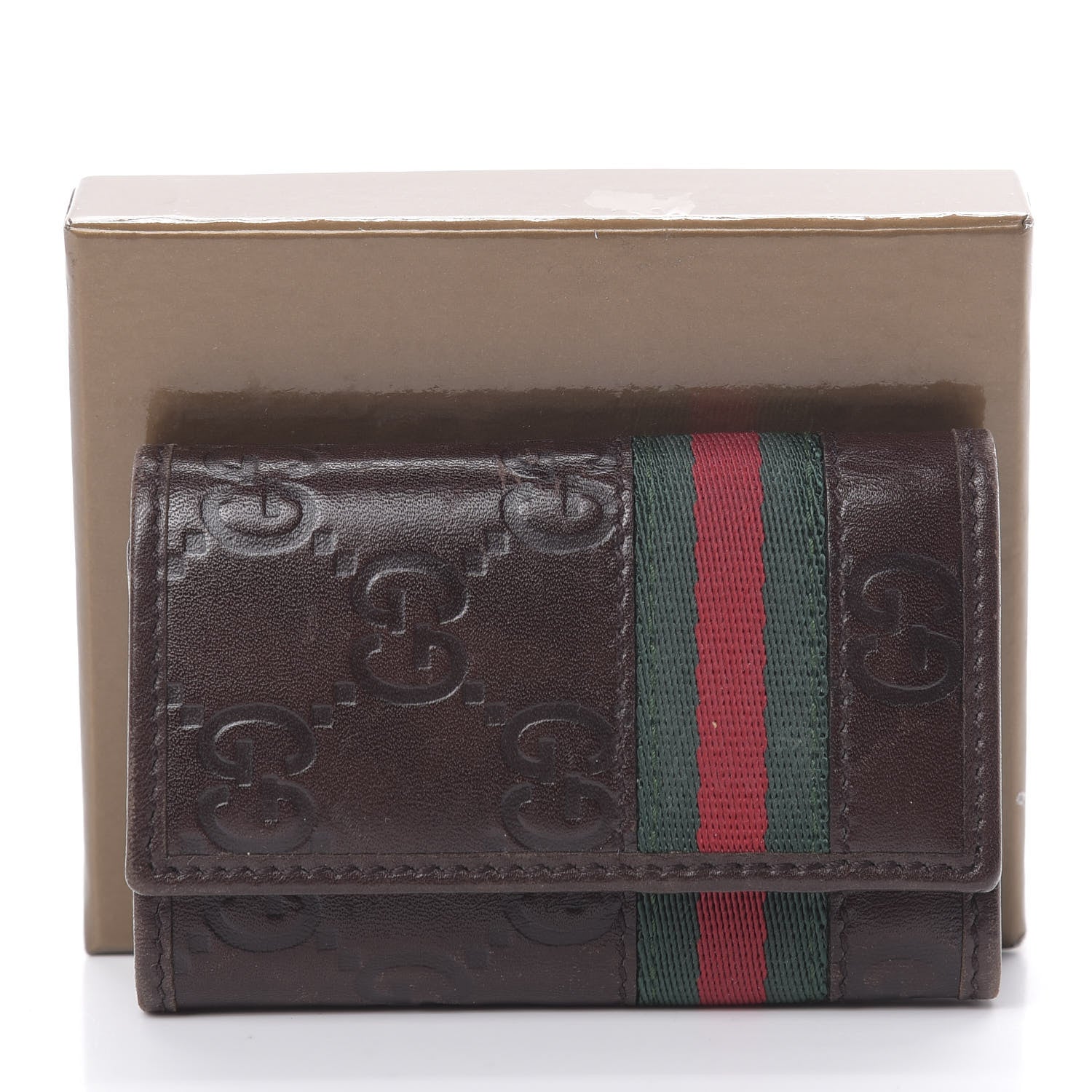 Gucci Guccissima Web 6 Key Holder Case Brown 15 of 15