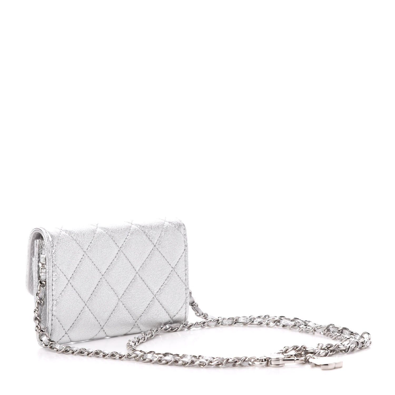 Chanel Metallic Lambskin Quilted Belt Bag Silver 3 of 12