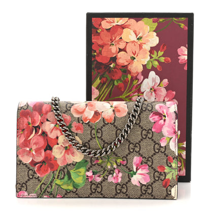 Gucci GG Supreme Monogram Blooms Chain Wallet Beige Multicolor Dry Rose 13 of 13